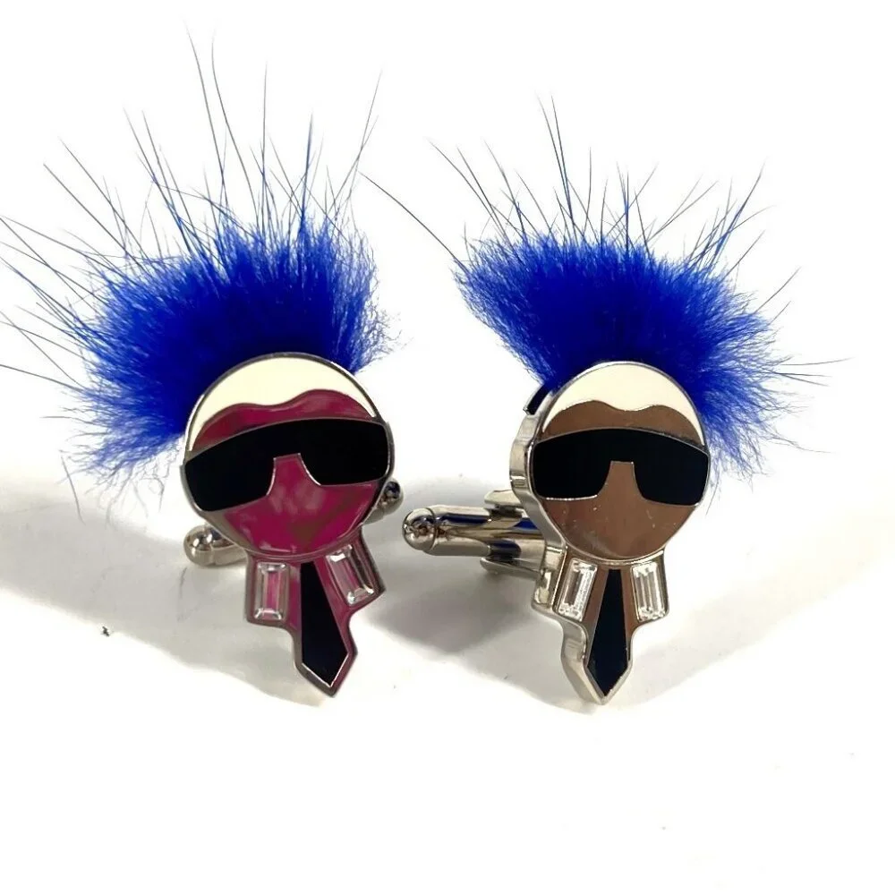 FENDI Karl Lagerfeld Accessories cuffs Metal blue/Silver